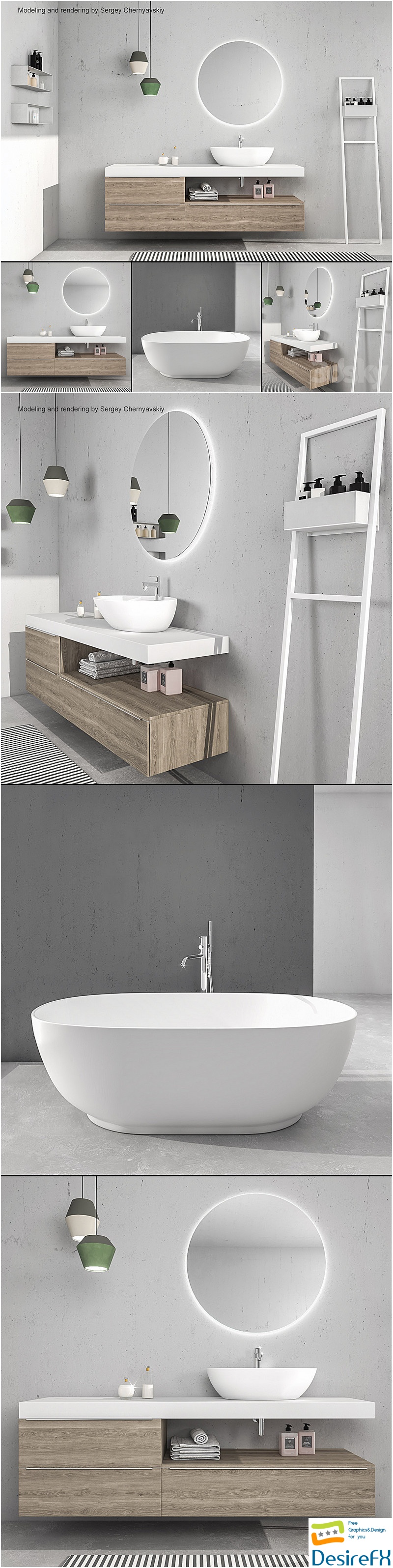 Bathroom furniture set Arcom e.Ly 4 3D Model