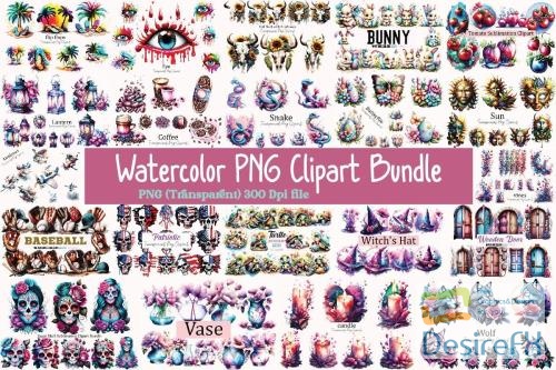 Beautiful Watercolor PNG Clipart Bundle - 21 Premium Graphics