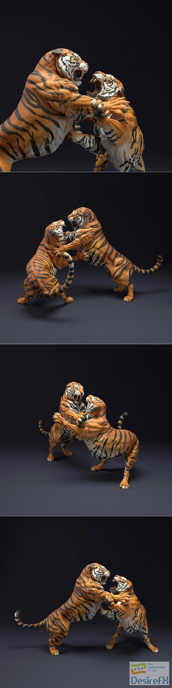 Bengal Tigers Fight – 3D Print