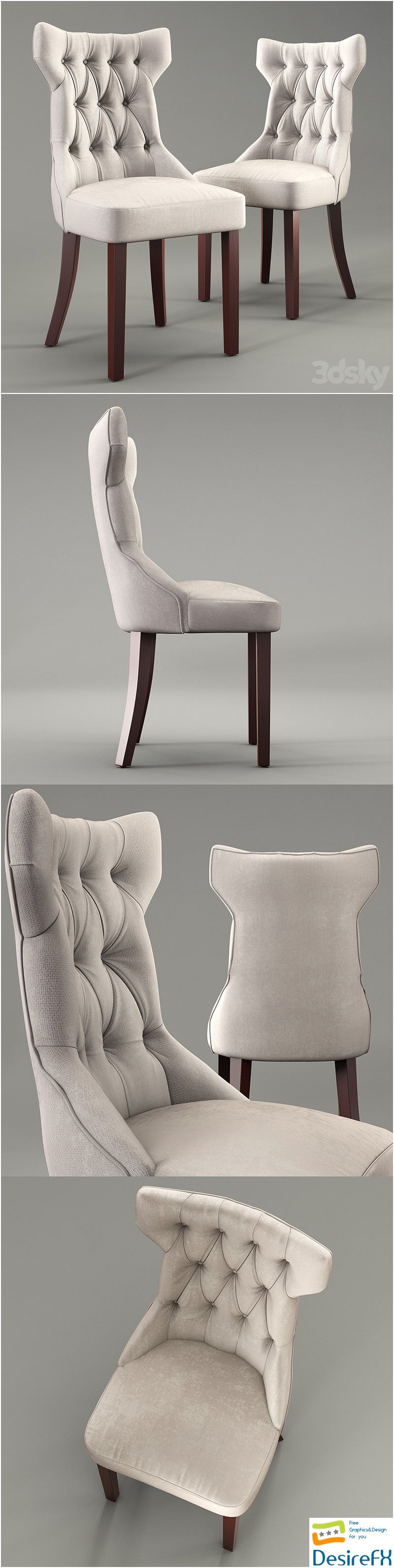Clairborne tufted dinning chair 3D Model
