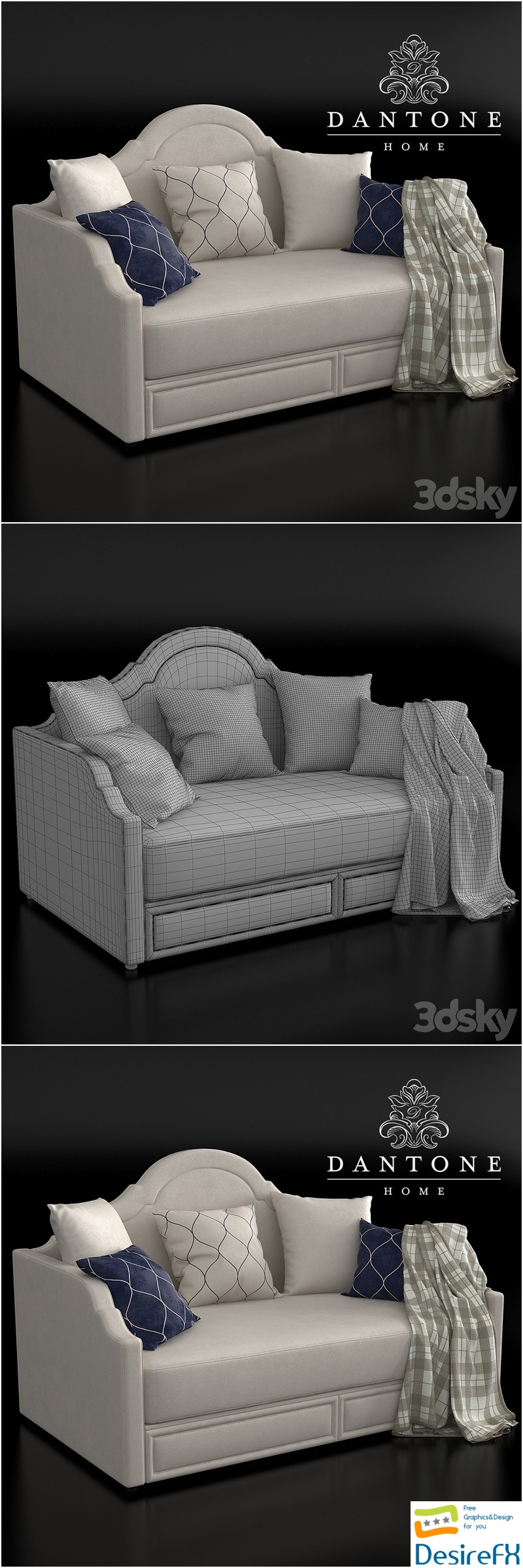 Dantone Sofa Bed Keathley (PRO) 3D Model