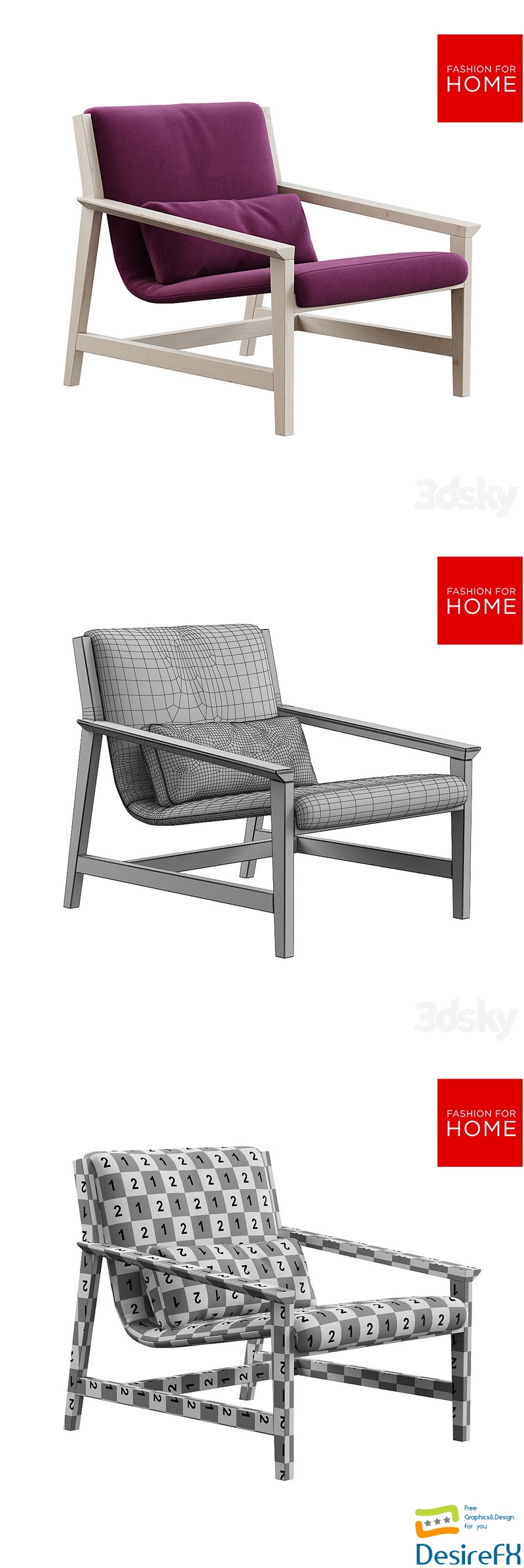 Fashion For Home Fauteuil Thames 3D Model