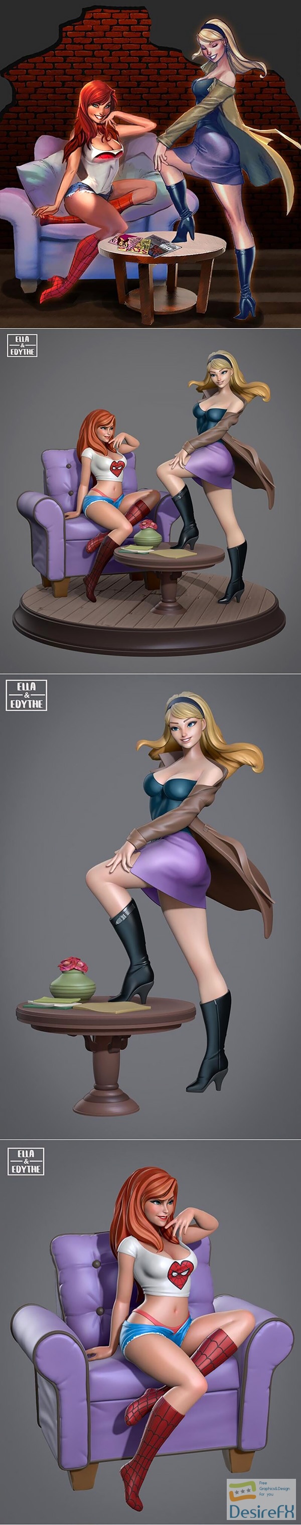 Mary Jane &amp; Gwen Stacy – 3D Print