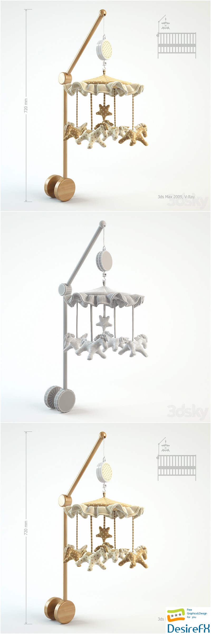 Musical mobile to the cot 3D Model