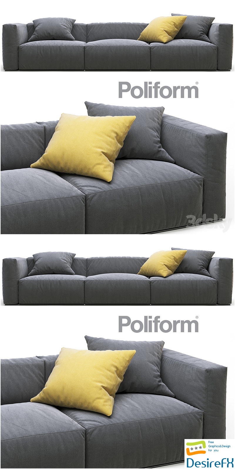 Poliform Shangai sofa 3D Model