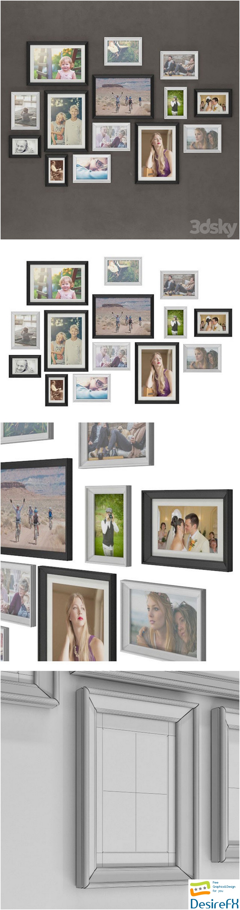 Set of frames IKEA KNOPPENG (OL Family photos) 3D Model
