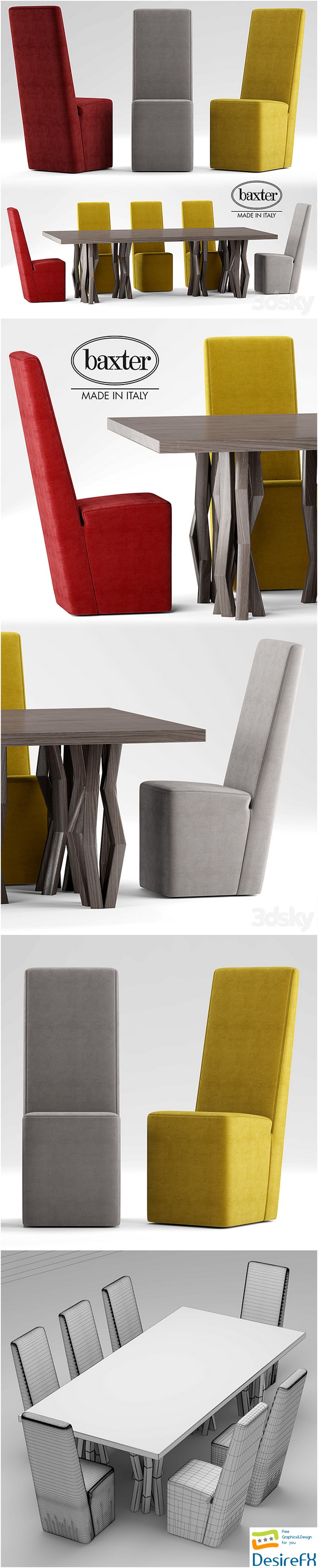 Table and chairs Baxter GRAZ 3D Model