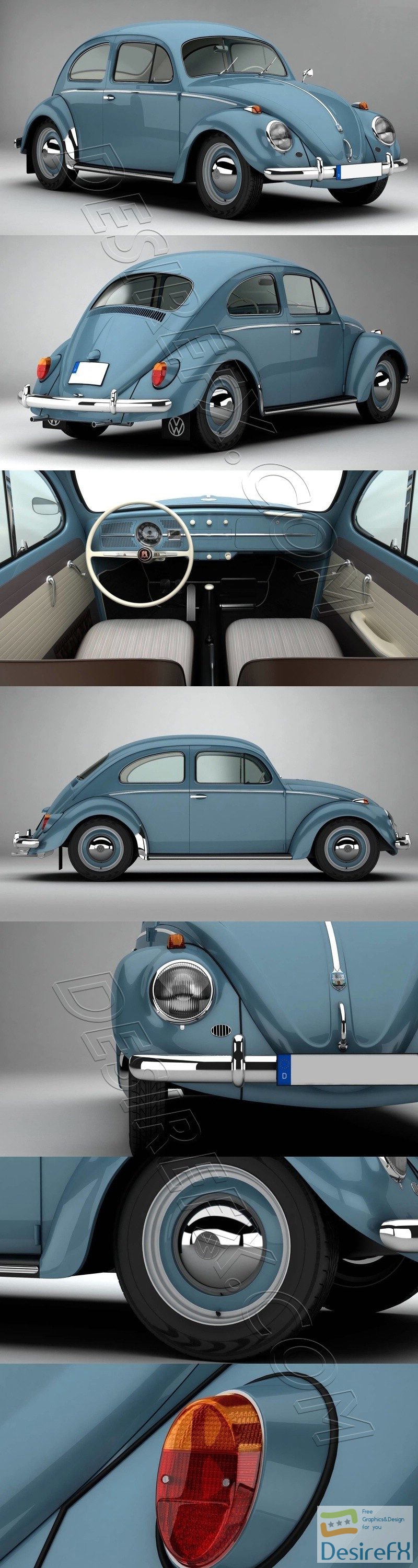 Volkswagen Beetle 1963 1200 Deluxe 3D Model
