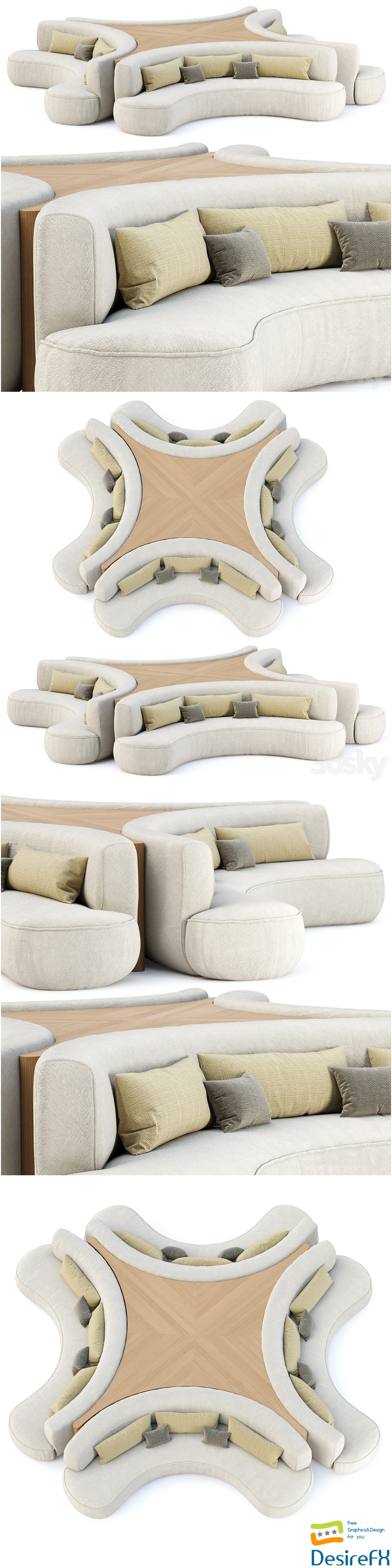Jenifer modular restaurant sofa JR20 3D Model