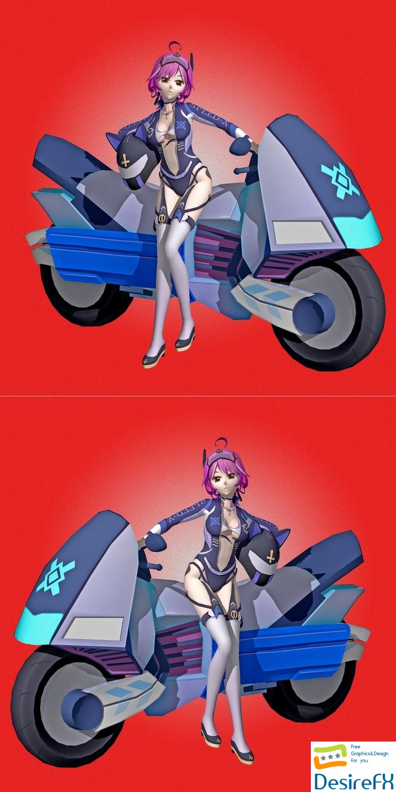 Racer Anime Girl 3D Print