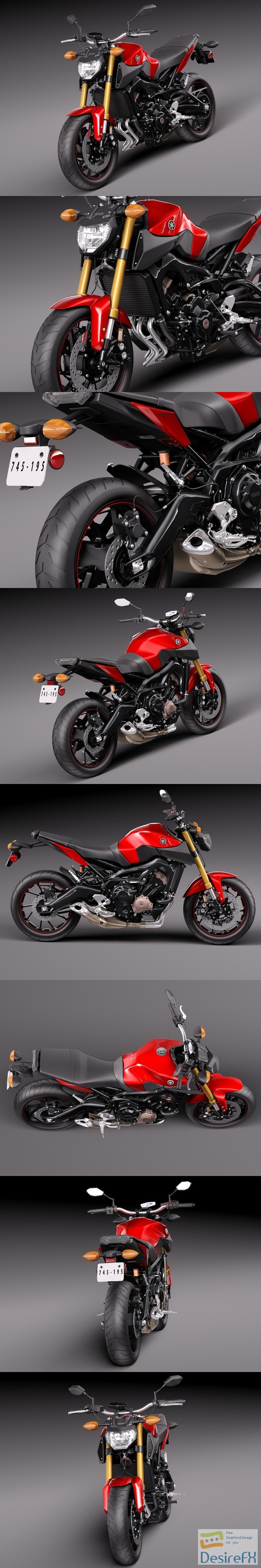 Yamaha FZ 09 2016 3D Model