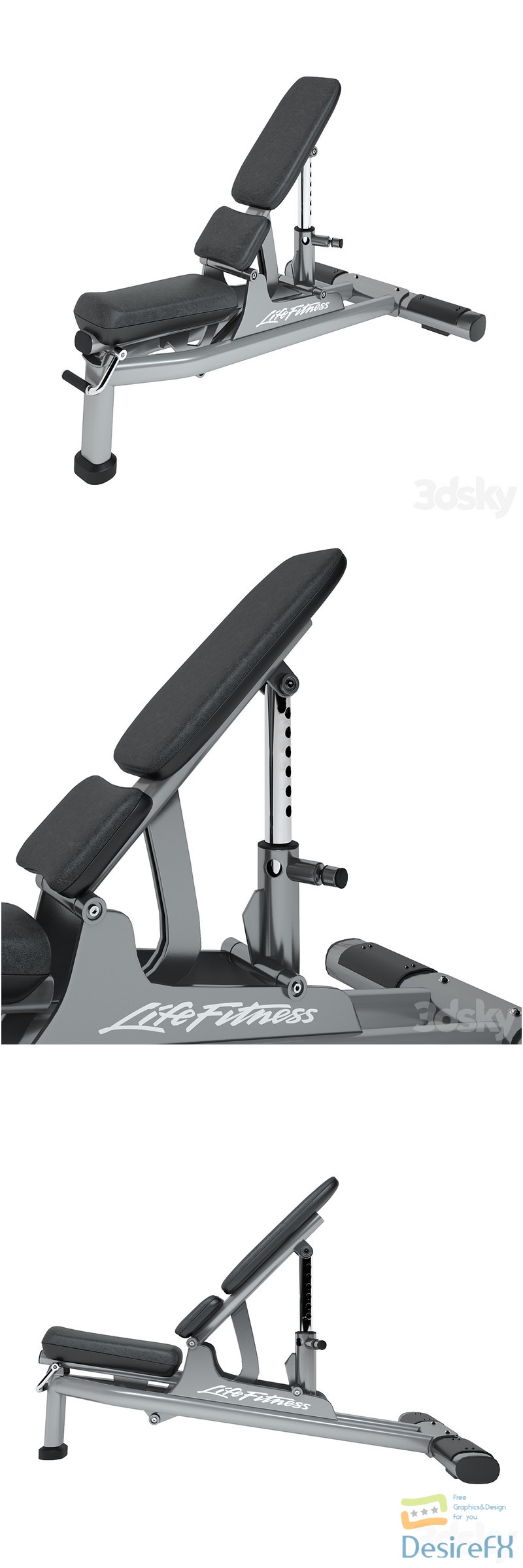 Download Life Fitness Signature Series Multi Adjustable Bench 3D Model -  DesireFX.COM